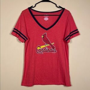 5th & Ocean Women’s MLB Cardinals Baseball Graphic Print Red Short Sleeve Shirt